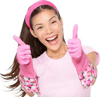 Happy cleaner giving two thumbs up